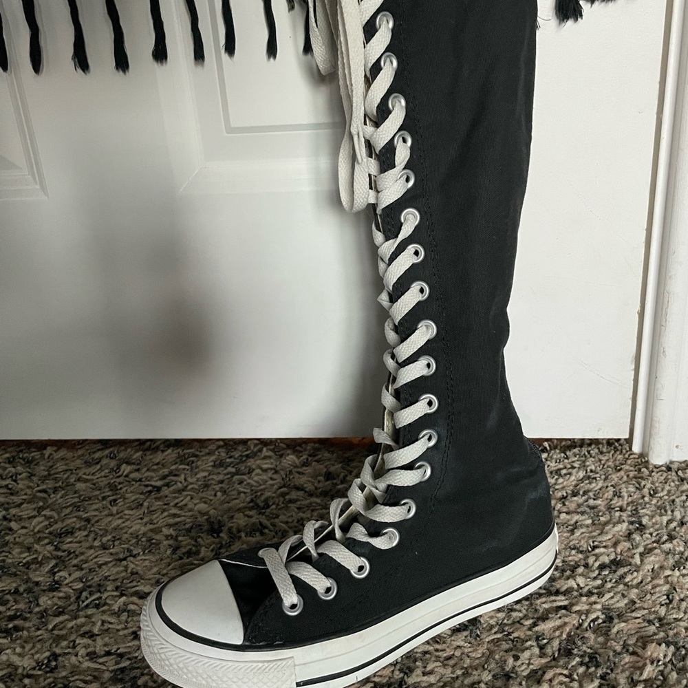 knee high lace up converse